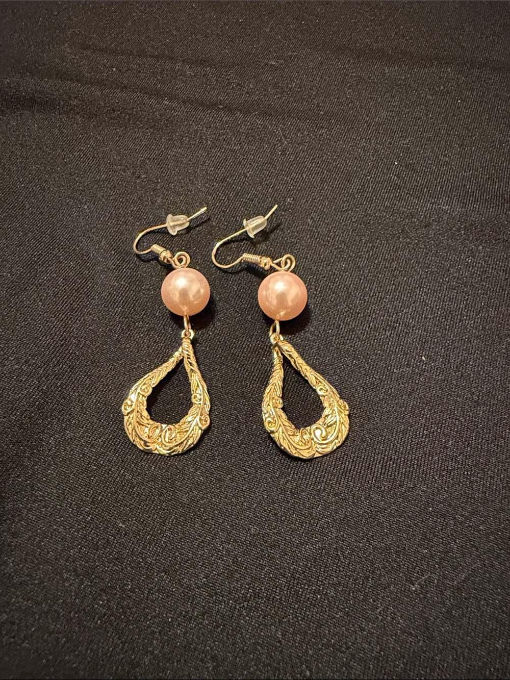 Gold Dangle Earrings with Pink Beads - Women's Jewelry